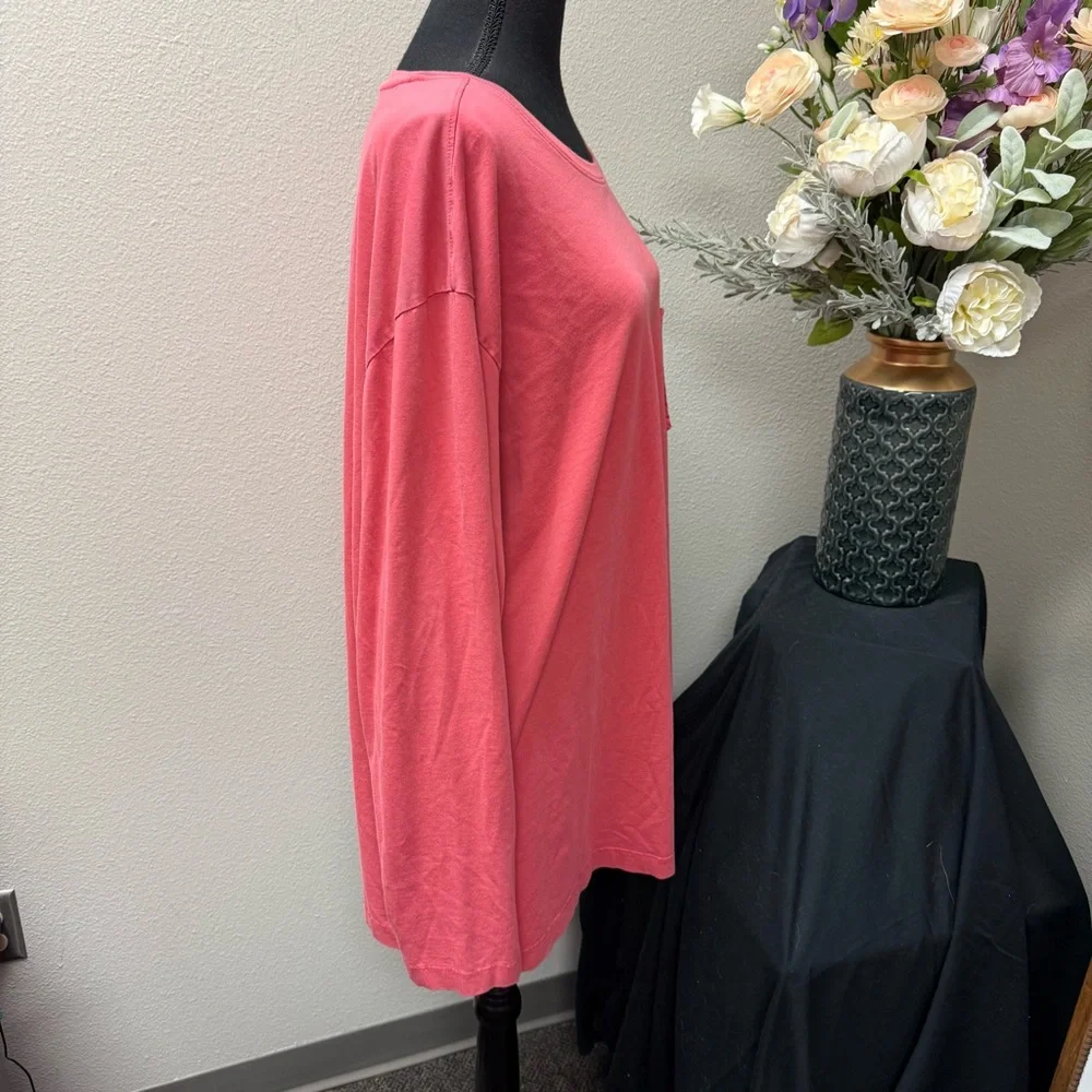 Tommy Bahama 2X Coral Pima Cotton Long Sleeve Pocket Tee Shirt Relaxed Fit - Picture 5 of 8